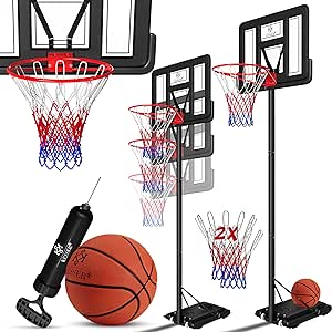 KESSER® Basketballkorb Premium mit Ständer Rollen Inkl. Basketball   Pumpe verstellbare Korbhöhe 230 bis 305 cm höhenverstellbar Korbanlage Outdoor komplett Basketballanlage für Erwachsene Kinder