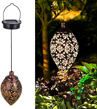 Tomshine Hanging Solar Lights Solar Lantern LED Garden Lights Metal Lamp Waterproof for Outdoor Hanging Decor