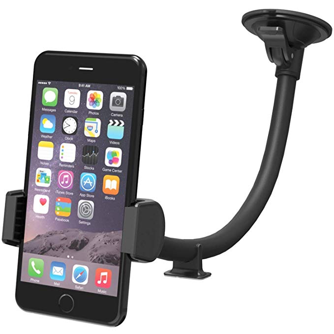 VAVA Phone Holder for Car Windshield With One Hand Operation, Long Arm Car Phone Mount for iPhone 6 S 7 Plus 8 X and Android