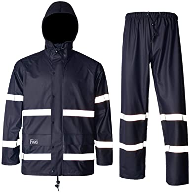 Waterproof Rain Jacket Pants with Hood for Men Women Rain Suits Foul Weather Gear 3-Pieces Heavy Duty Sets