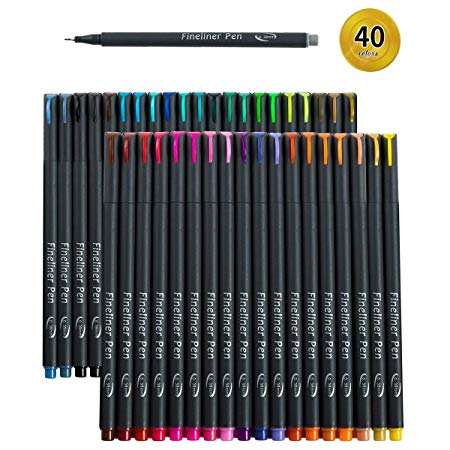 46 Pack Journal Planner Pens, Lineon 40 Colors Fineliner Pens with 6 Different Stencils, Perfect Set for Bullet Journal Planner Note Calendar Coloring Office School Art Supplies