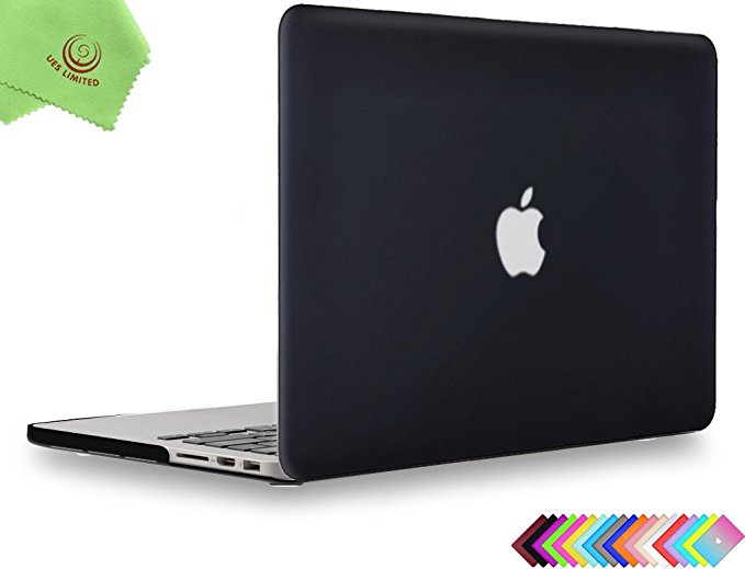 UESWILL Matte Hard Shell Case Cover for MacBook Pro (Retina, 13 inch, Early 2015/2014/2013/Late 2012), Model A1502/A1425, NO CD ROM, NO Touch Bar, Black
