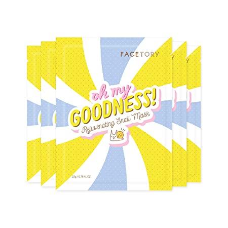FaceTory Oh My Goodness Rejuvenating Snail Sheet Mask - Hydrating, Brightening, and Plumping (Pack of 5)