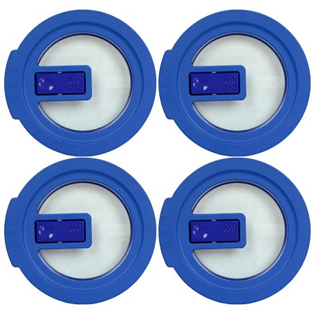 Pyrex 7200-NLC Blue No-Leak Vented Round Storage Lid Cover for 2 Cup Bowl (4-Pack)