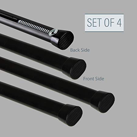 A&F Rod Décor - Oval Spring Tension Rod, 36-60 inch - Black (Set of 4)