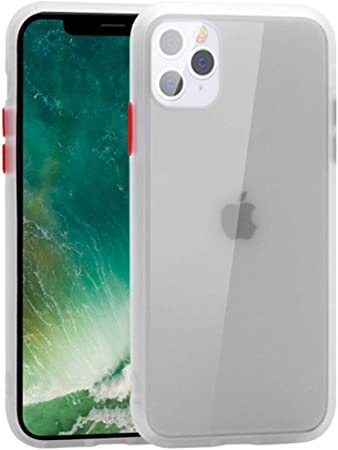 Matte Case, Shockproof Case for iPhone, Slim Case with Soft Bumper and Hard Matte PC Back (Include Tempered Glass, 1PC) (White, iPhone 11)