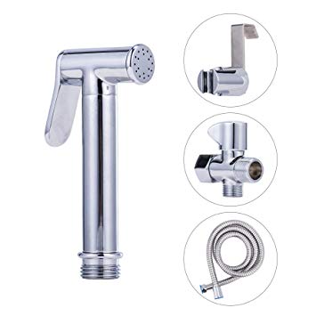 CO-Z Brass Bidet Toilet Sprayer Chrome Plated, Cloth Diaper Sprayer Set, Handheld Spray Washer for Toilet Seat, Spray Washer for Baby Bottom