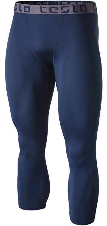 Tesla Men's Compression 3/4 Capri Shorts Baselayer Cool Dry Sports Tights MUC18/MUC08/P15
