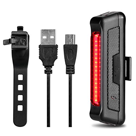 Bike Tail Light,Waterproof USB Rechargeable Rear Tail Light,Ultra Red 6 Modes 100 Lumens LED Bicycle Light, Cycling Safety Flashlight Fits on Bikes,Helmets and Backpacks