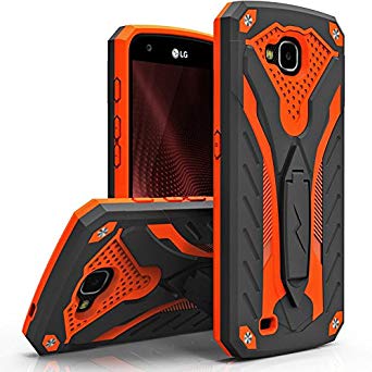 Zizo STATIC Series compatible with LG X Venture Case Military Grade Drop Tested with Built In Kickstand LG X Calibur LV9 Case BLACK ORANGE