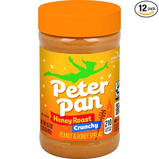 Peter Pan Crunchy Honey Roast Peanut Spread, 16.3 oz 12-Count