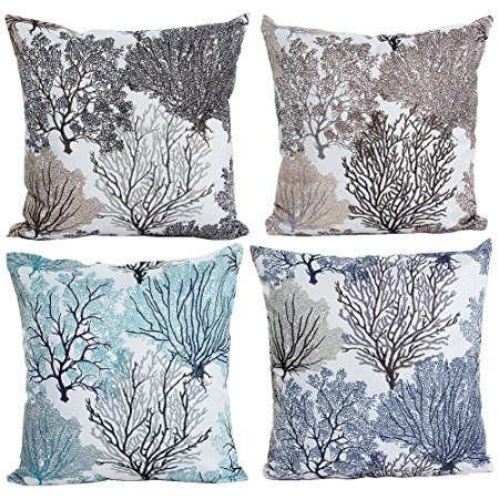 HOSL P112 4-Pack Beautiful Fashionable Design Square Decorative Throw Pillow Case Cushion Cover Tree Pattern (Set of 4)
