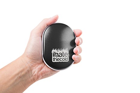 iHateTheCold Rechargeable Wish Stone Hand Warmer/Mobile Power Bank | Two-In-One USB Hand Warmer Also Charges Mobile Phones and Tablets | Lightweight, Reusable Hand Warmer - Black