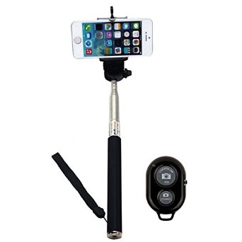 XREXS  Self Portrait Self Shot Monopod Selfie Stick With Phone Holder For Samsung iPhone Blackberry With Bluetooth Remote Camera Wireless Shutter black