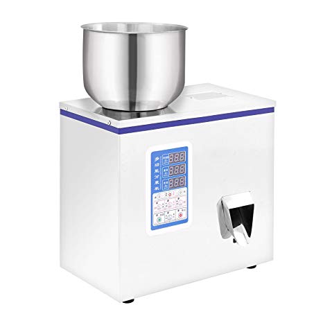 Happybuy Powder Filler Machine 2-100g Automatic Particle Weighing Filling Machine for Tea Seed Bean Food Grade Stainless Steel Subpackage Device