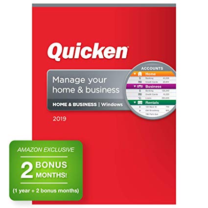 Quicken Home & Business 2019 Personal Finance & Small Business Software [PC Disc] 1-Year Subscription   2 Bonus Months [Amazon Exclusive]