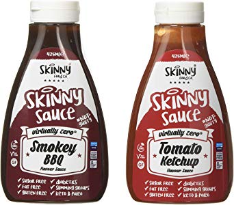 The Skinny Food Co. Skinny Syrup Twin Pack, Smokey BBQ & Tomato Ketchup, 425ml
