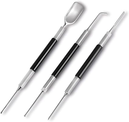 Latte Art Set (3 Tools) for Latte Art, Cappuccino and Espresso, SANTOW Espresso Latte Art Tools, Spoon & Lance, Spatula & Spike and Knob & Hook Decorating Pen Set 3 Pieces