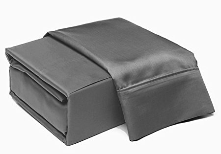Addy Home Fashions 300 Thread Count 100% Cotton Sheet Set, Charcoal, Queen (6-Piece)