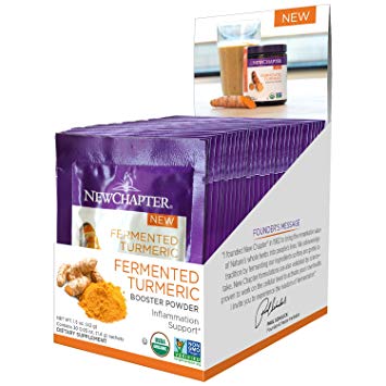 New Chapter Organic Turmeric Powder - Fermented Turmeric Booster Powder for Brain, Heart and Inflammation Support – 30 Single Servings per Box