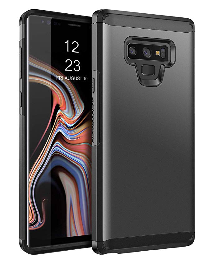 BENTOBEN Case for Samsung Galaxy Note 9, 2 in 1 Slim Rugged Hybrid Hard PC Soft TPU Bumper Shockproof Heavy Duty Protective Impact Resistant Phone Case Cover for Boys,Men,Women and Girls,Gray/Black