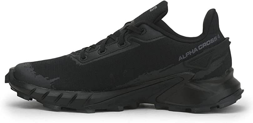 Salomon Men's ALPHACROSS 4 Hiking Shoe, Black/Black/Black, 7.5