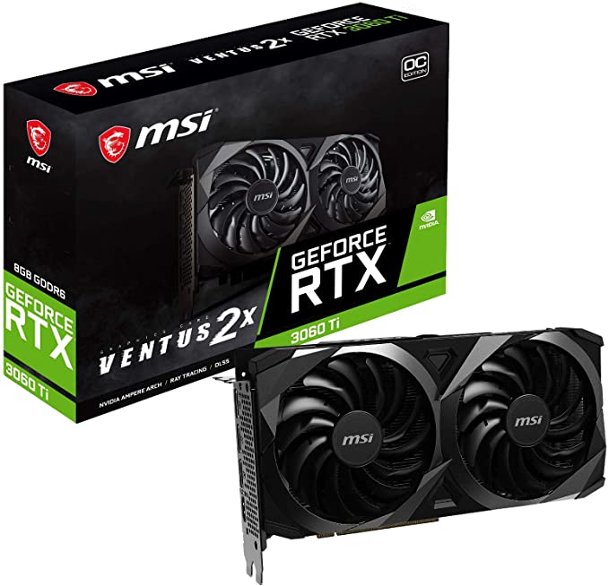 MSI Gaming GeForce RTX 3060 Ti 8GB GDRR6 256-Bit HDMI/DP TORX Fan 3.0 Ampere Architecture OC Graphics Card (RTX 3060 Ti Ventus 2X OC)