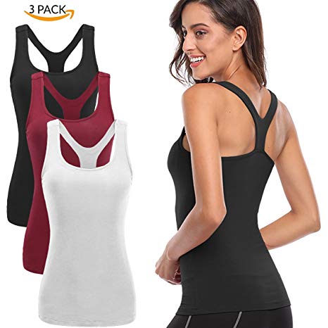 TELALEO Tank Tops Women, Womens V-Shape Workout Tank Tops Clothes Women Yoga Basic Running 3 Pack