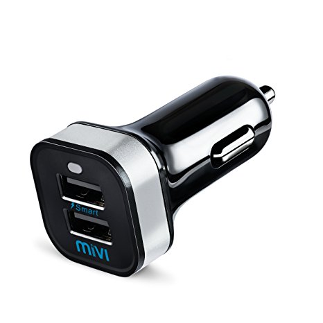 Mivi Smart Charge 3.1A Dual Port Car Charger for all smart mobile devices and Tablets (Black)