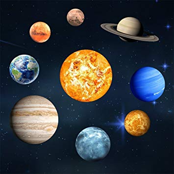 Homics 9pcs Glow in the Dark Planets Wall Decals Removable Solar System Wall Stickers Luminous DIY Nursery Wall Decor for Kids