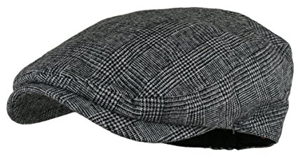 Men's Herringbone Wool Tweed Newsboy Ivy Cabbie Driving Hat