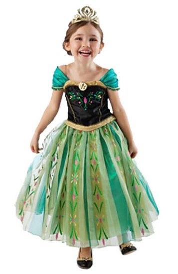 Frozen Anna Elsa Deluxe Girl's Costume Enchanting Dress (Age 3-4 (Heights upto 40 inches or 100 cm), Anna - Green)
