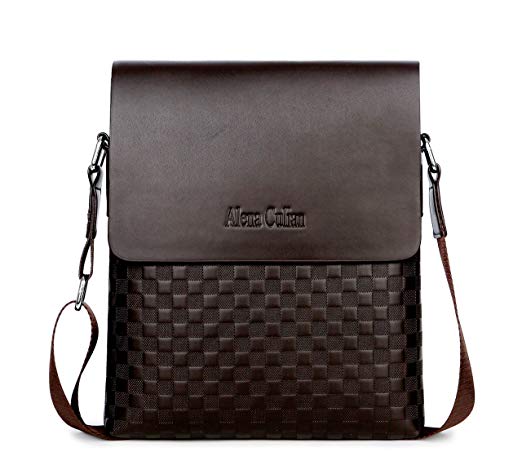 Alena Culian Business Man Bag Classic Plaid Design Men Messenger Bag Shoulder Bag(brown)