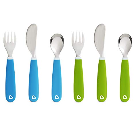 Splash Toddler Fork, Knife and Spoon Set, 6 Pack, Blue/Green