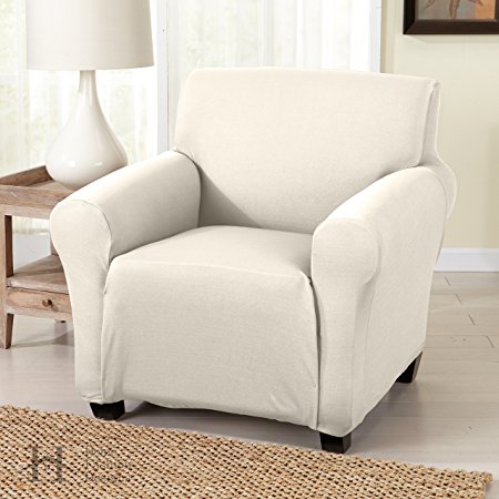 Dawson Collection Basic Strapless Slipcover  Form Fit  Slip Resistant  Stylish Furniture Shield Protector Featuring Lightweight Twill Fabric By Home Fashion Designs Brand Chair BEIGE