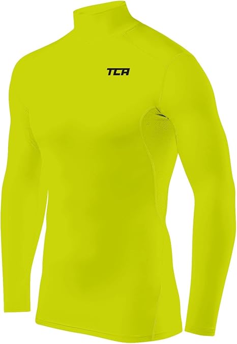 TCA Men's HyperFusion Compression Base Layer Top Long Sleeve Under Shirt - Mock Neck/Crew Neck