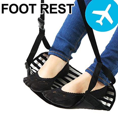 RunChao Foot Rest, Portable Travel Footrest Flight Carry-On Foot Rest Adjustable Height Foot Rest Travel Accessories Footrests Hammock,(Black)