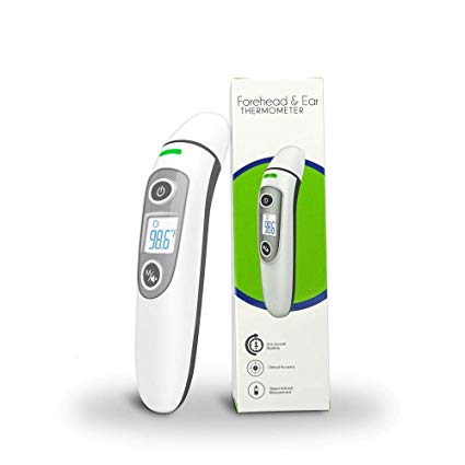 Thermometer for Fever-Forehead and Ear Thermometer- Medical, Digital, Temporal Infrared with New Algorithm for Fever. Best Accuracy with Sensitive Sensor, Instant Reading for Baby, Kids and Adult.