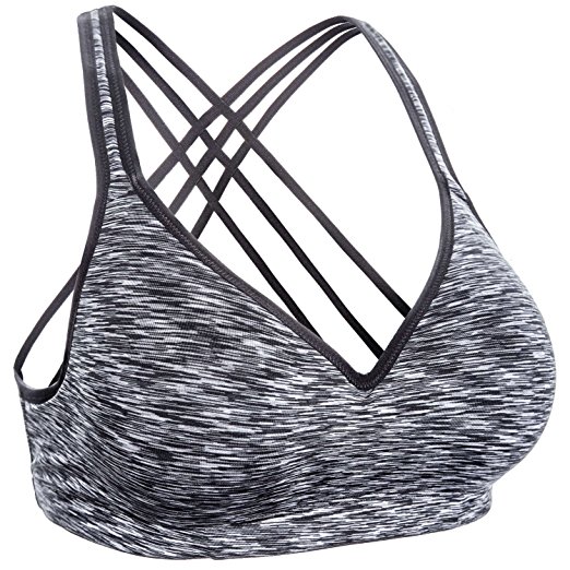 ATTRACO Women's Light Support Sports Bra Cross Back Soft Wireless Tank Top