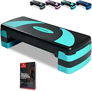 arteesol Aerobic Step Stepper, Exercise Step Platform, Adjustable 3 Level (10/15/20 cm) Non-Slip Surface Workout Stepper Shock-Absorb Fitness Training Step Strong Grip with Risers (78x28 cm)