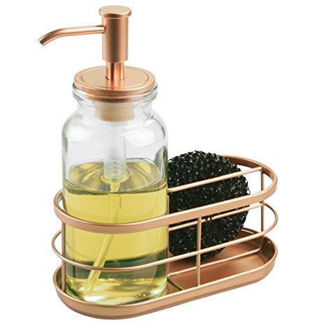 mDesign Soap Pump Caddy for Kitchen Sink or Countertop - Clear/Copper