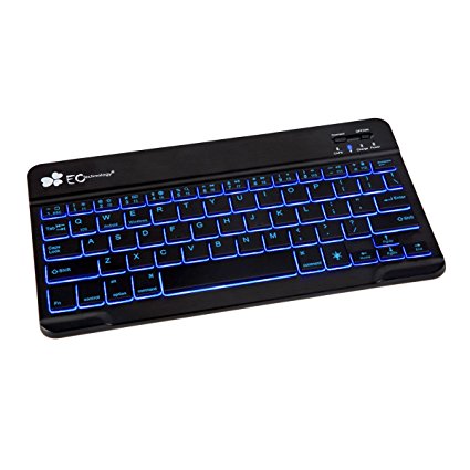EC Technology 7-color Backlit Bluetooth Keyboard Ultra-Slim Zinc Alloy for iOS Windows and Android 3.0 and above OS