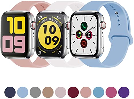 Idon 3-Pack Sport Band Compatible for Apple Watch Band 38MM 40MM 42MM 44MM, Soft Silicone Sport Bands Replacement Strap Compatible with Apple Watch Series 5 iWatch Series 4/3/2/1 Sport Nike  Edition