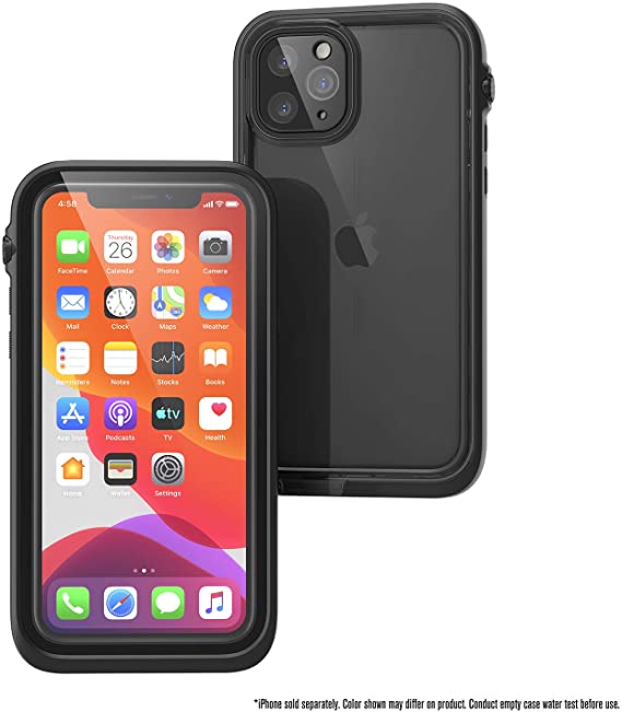 Waterproof Case for iPhone 11 Pro with Lanyard, Clear Back, Military Grade Quality, 33ft Waterproof, 6.6ft Drop Proof, Built-in Screen Protector, Retail Packaging - Black