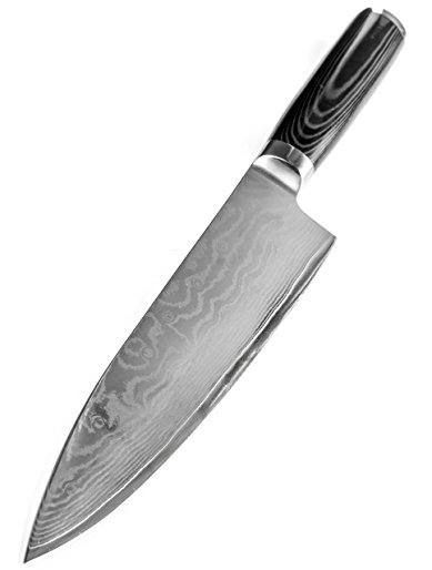 Zulay 8 Inch Chef Knife – Best Cutting Quality Hardened Super Steel, 67 Layers Damascus – Professional Razor Sharp Chopping - All Purpose Cooking Knives - Comfortable Ergonomic Handle - Pro Case