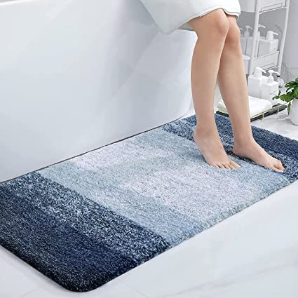 Olanly Luxury Bathroom Rug Mat, Extra Soft and Absorbent Microfiber Bath Rugs, Non-Slip Plush Shaggy Bath Carpet, Machine Wash Dry, Bath Mats for Bathroom Floor, Tub and Shower, 24x47, Navy Blue