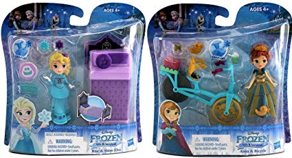 Disney Frozen Little Kingdom Play-Sets | Anna and Elsa Frozen 2 Toys Bundle | Frozen Dolls Cake Toppers 2 Pack