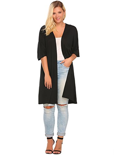 Women's Plus Size Elegant Lady Open Long Maxi Cardigan Casual Cardigans