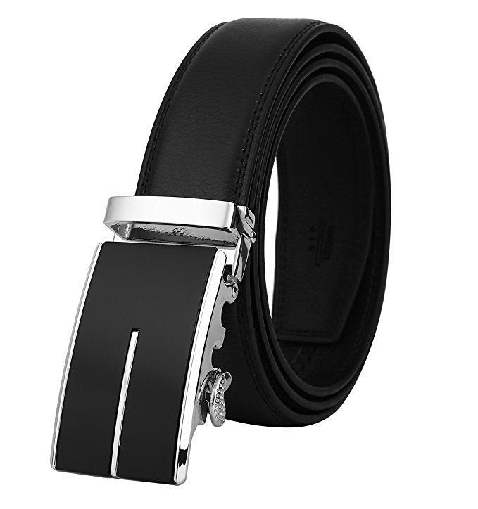 Dante Men's Leather Ratchet Dress Belt with Automatic Buckle, Elegant Gift Box