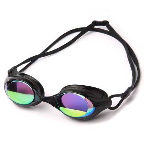 Poqswim Aqua Mirrored 8300 Anti-fog Uv Protection Best Tinted Swimming Goggles - Compare to Speedo Aqua Sphere or Arena - Adult Men or Women
